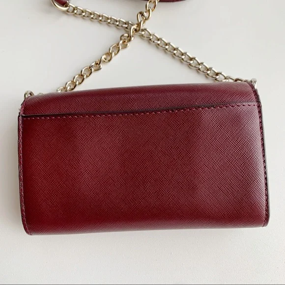 Michael Kors Collection Saffiano Crossbody Wallet Bag Burgundy Red - Picture 5 of 9